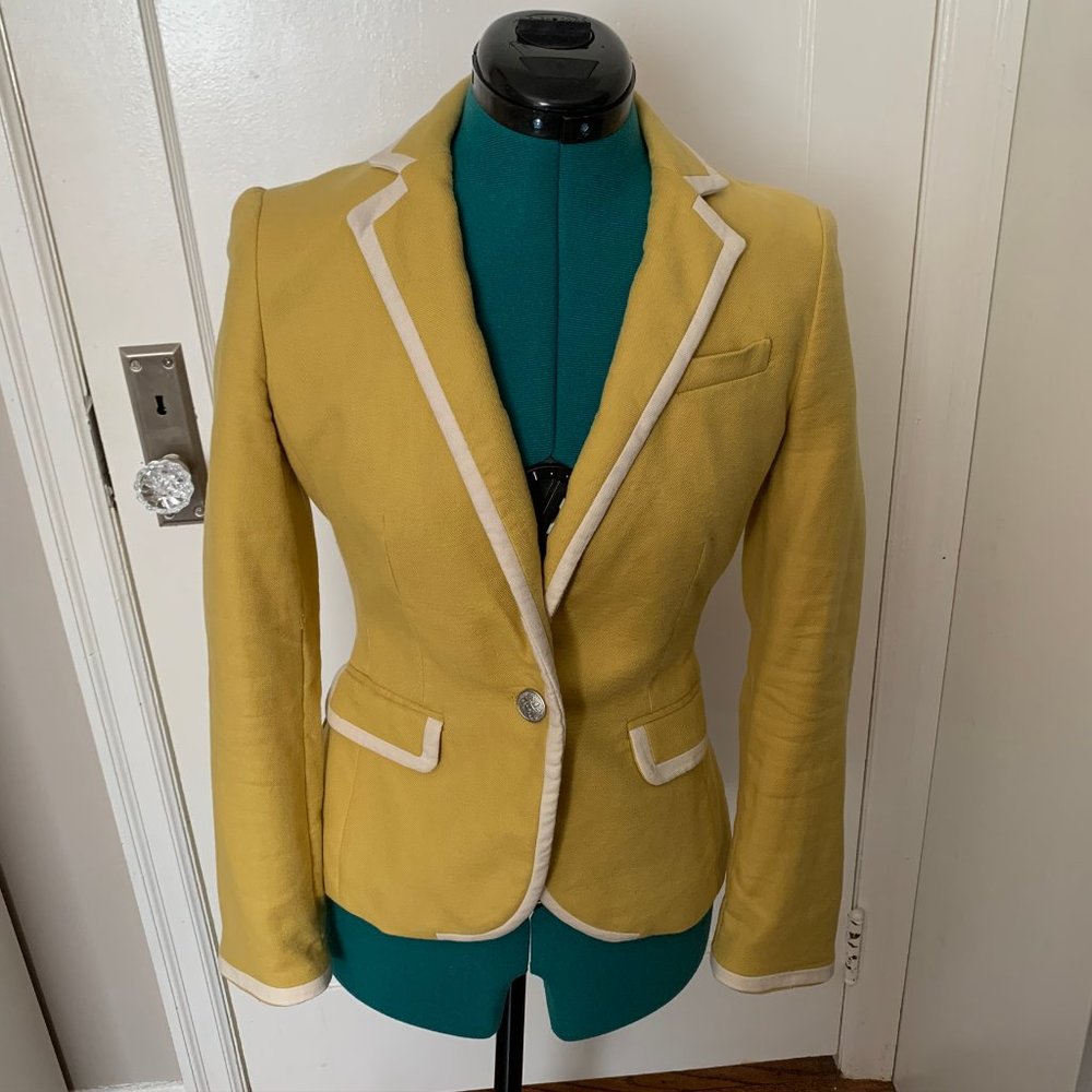 Banana Republic Yellow Blazer with white pipping